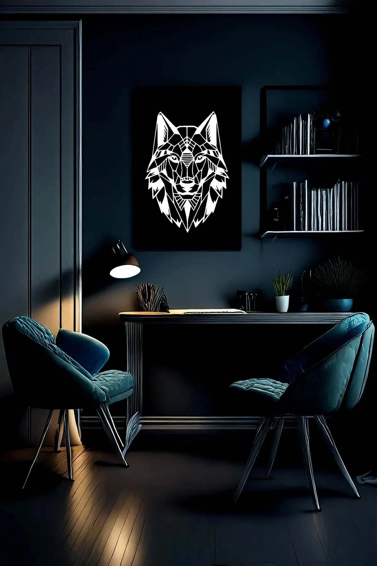 Reflective Wolf Art Panel on Faux Leather