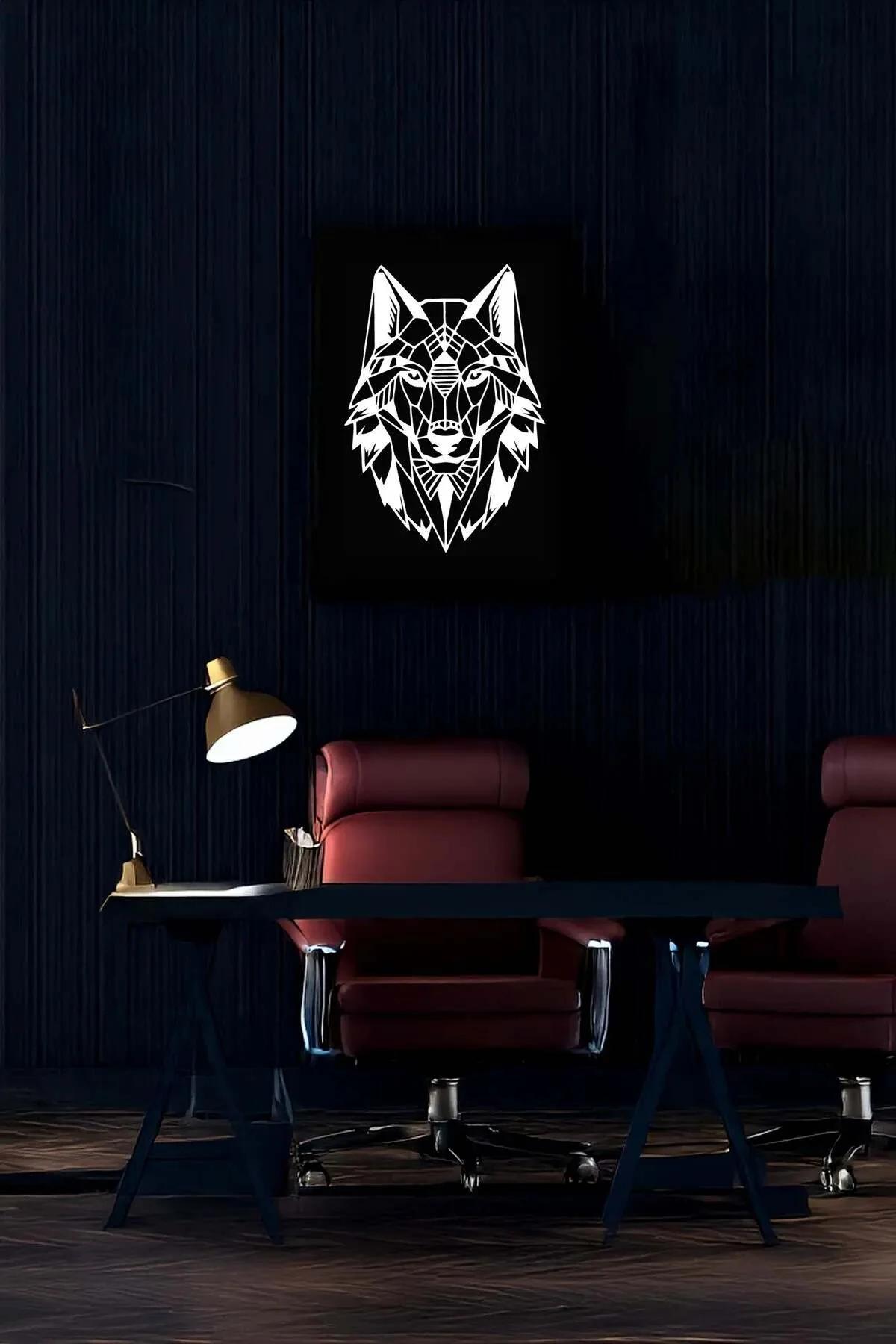 Reflective Wolf Art Panel on Faux Leather