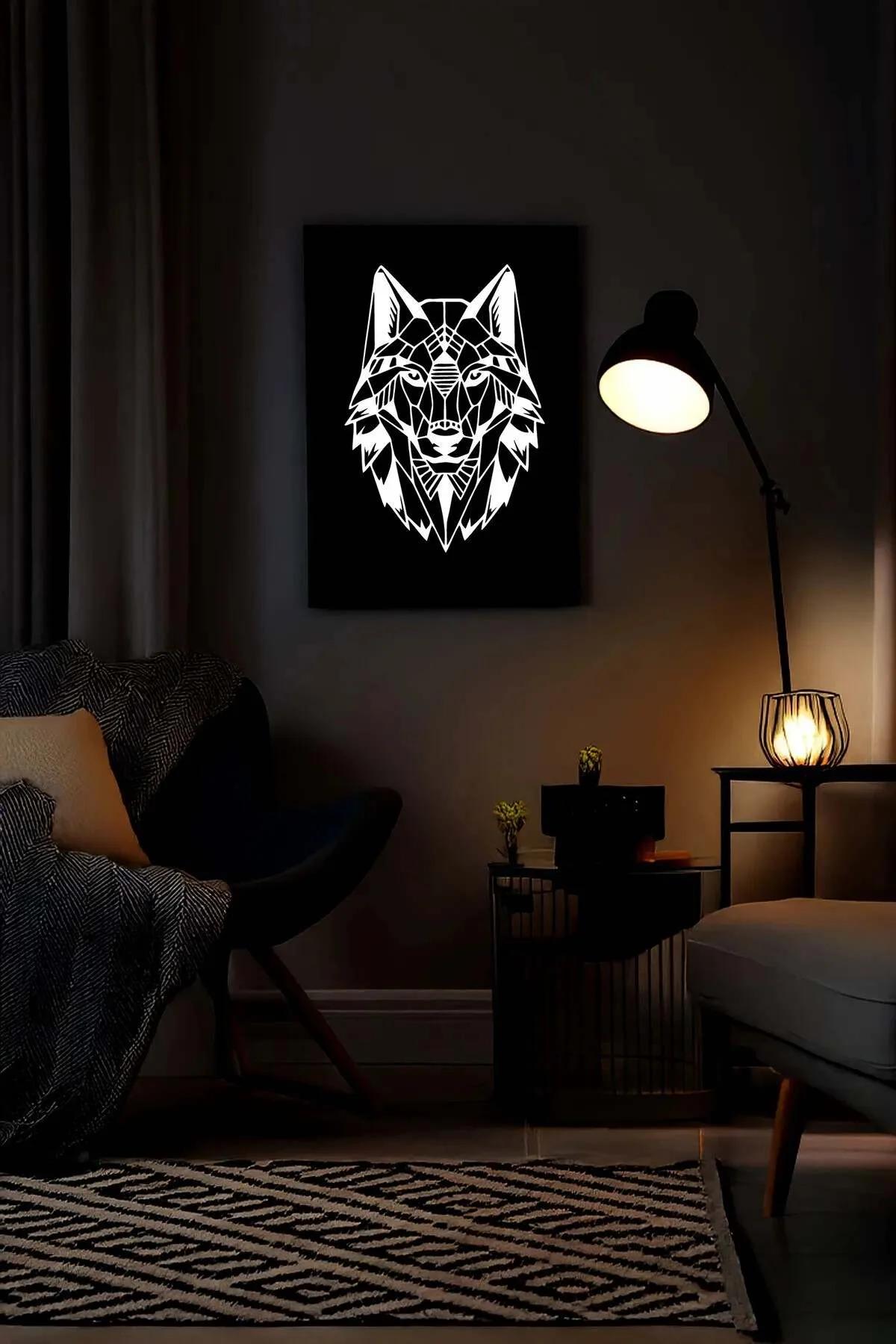 Reflective Wolf Art Panel on Faux Leather