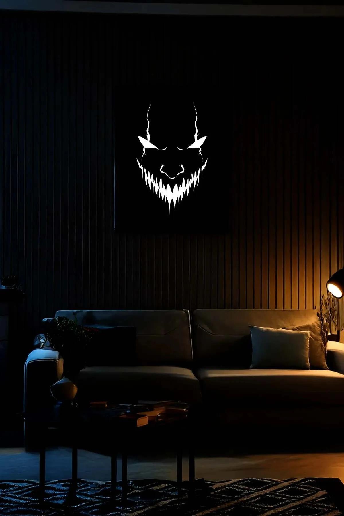 Reflective Monster Face Vegan Leather Wall Art