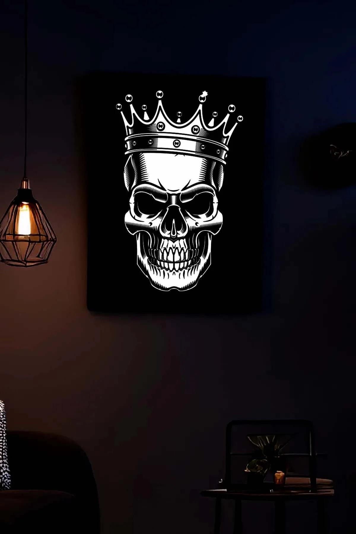 Reflective Crowned Skull Canvas Wall Art