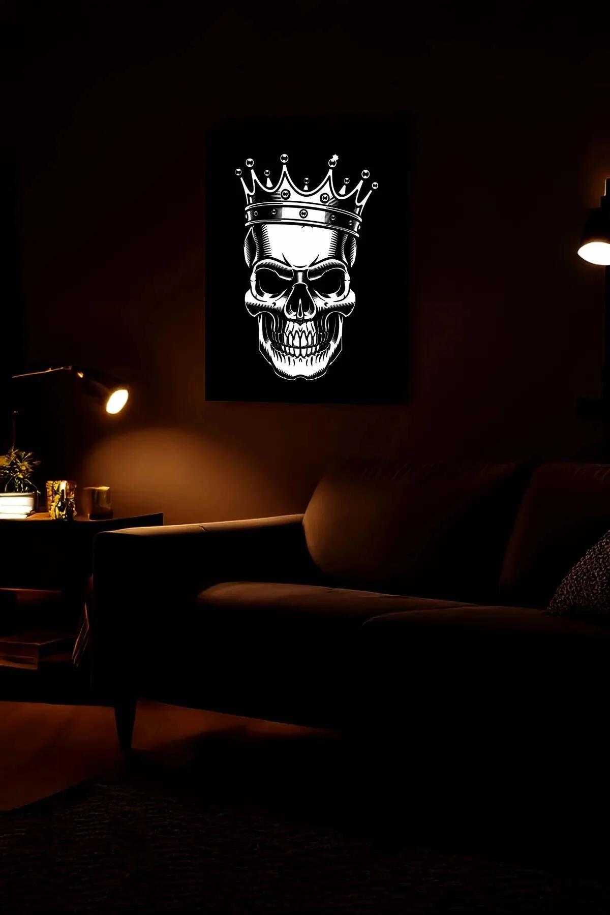 Reflective Crowned Skull Canvas Wall Art