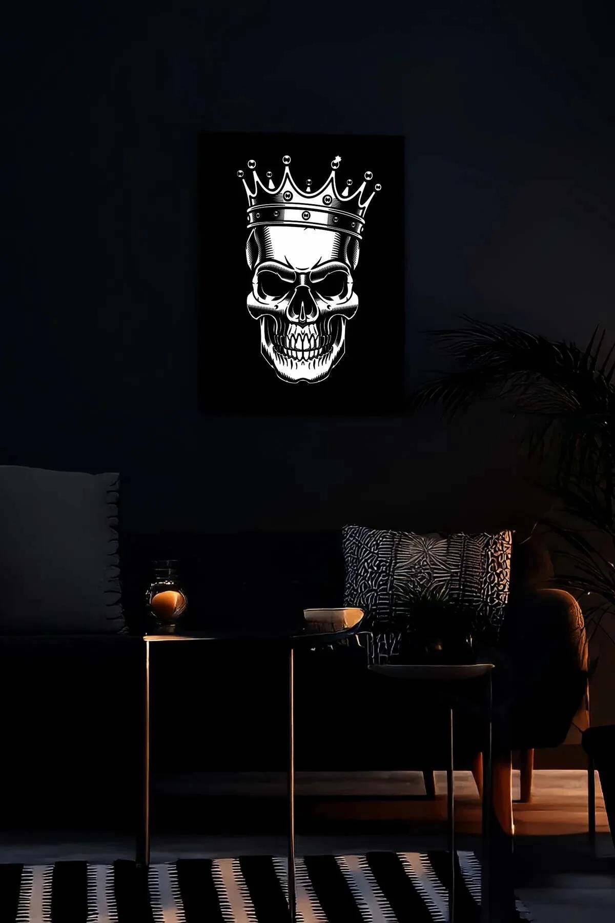 Reflective Crowned Skull Canvas Wall Art
