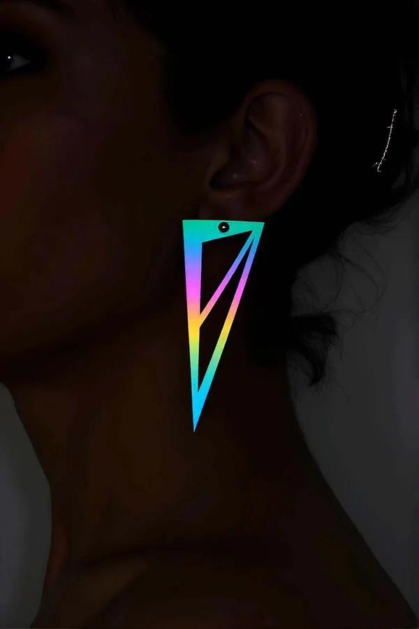 Reflective Geometric Triangle Drop Earrings