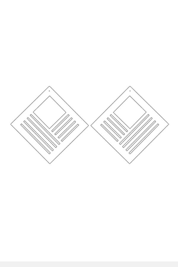 Reflective Geometric Square Drop Earrings