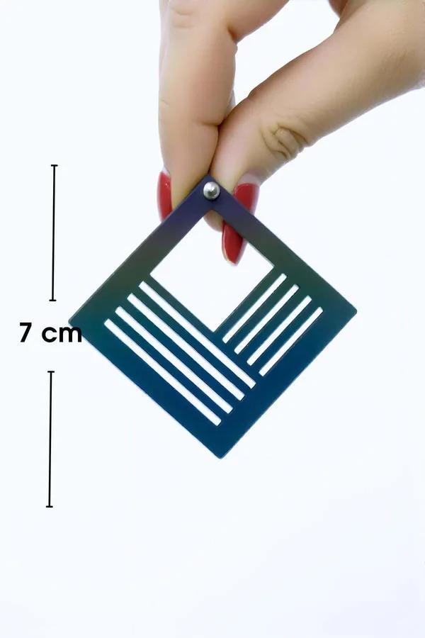 Reflective Geometric Square Laser Cut Earrings