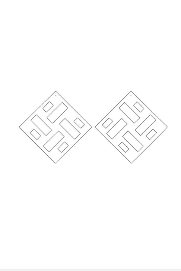 Laser Cut Geometric Square Earrings