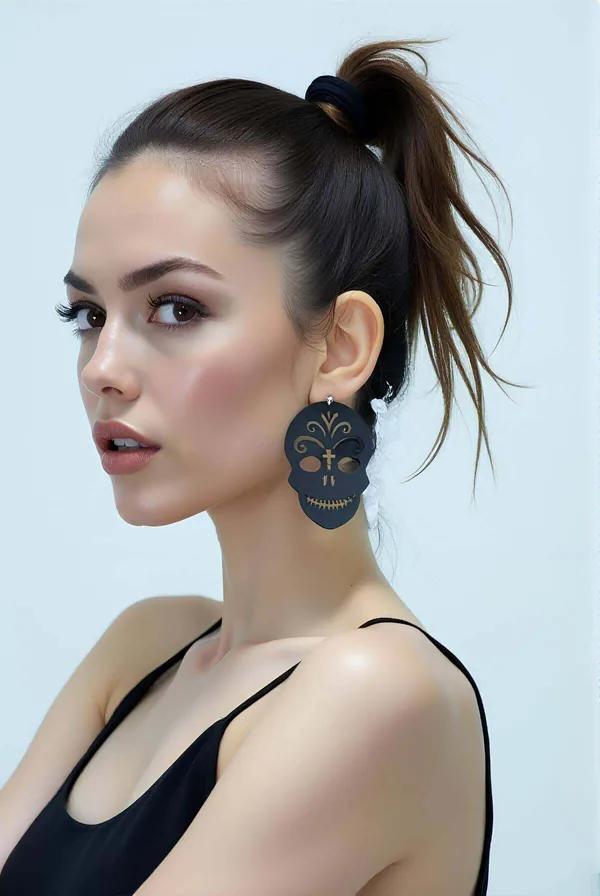 Sugar Skull Earrings with Laser Cut Detailing
