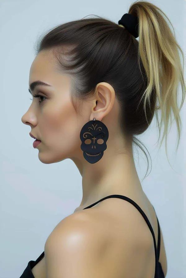 Sugar Skull Earrings with Laser Cut Detailing