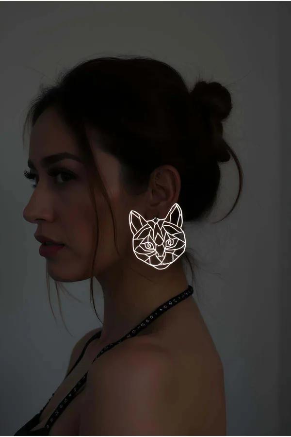 Reflective Geometric Cat Face Statement Earrings