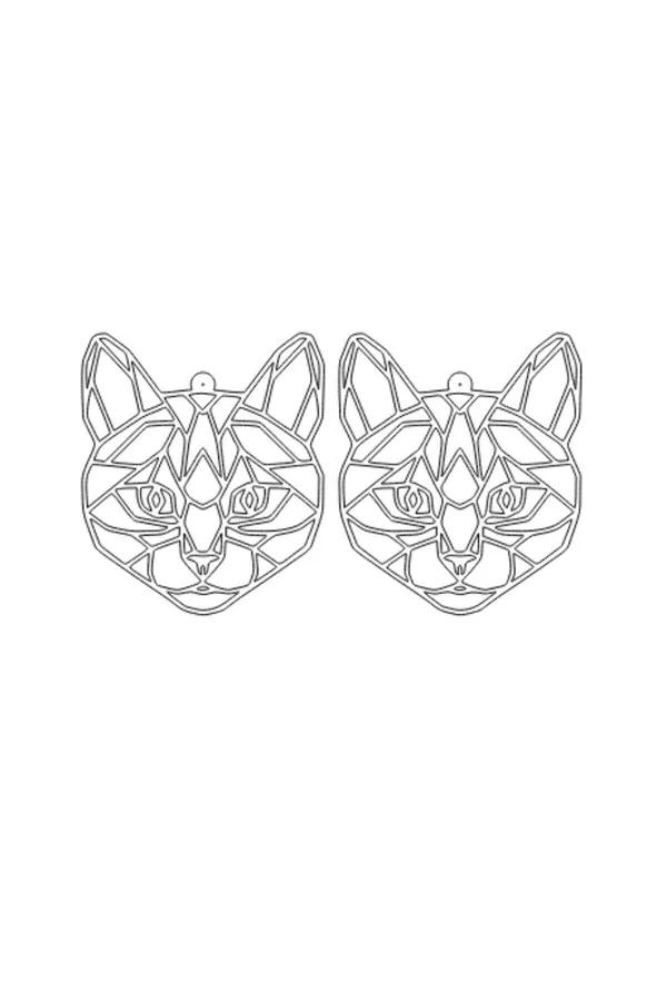 Reflective Geometric Cat Face Statement Earrings