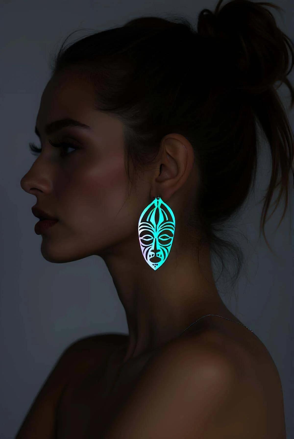 Reflective Ethnic Face Drop Earrings