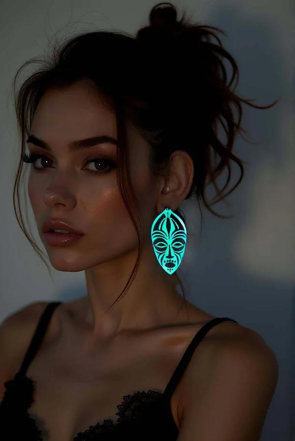 Reflective Ethnic Face Drop Earrings
