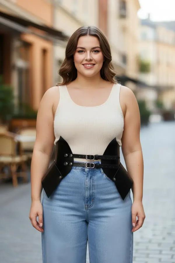 Structured Faux Leather Waist Cinch Harness