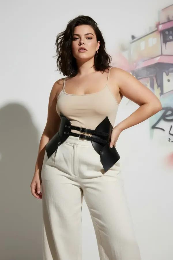 Structured Faux Leather Waist Cinch Harness