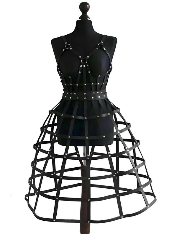 Caged Skirt Harness with Studded Top