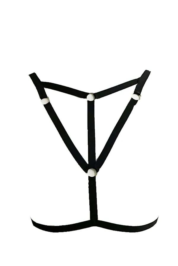 Adjustable Strappy Chest Harness with O-Ring Details