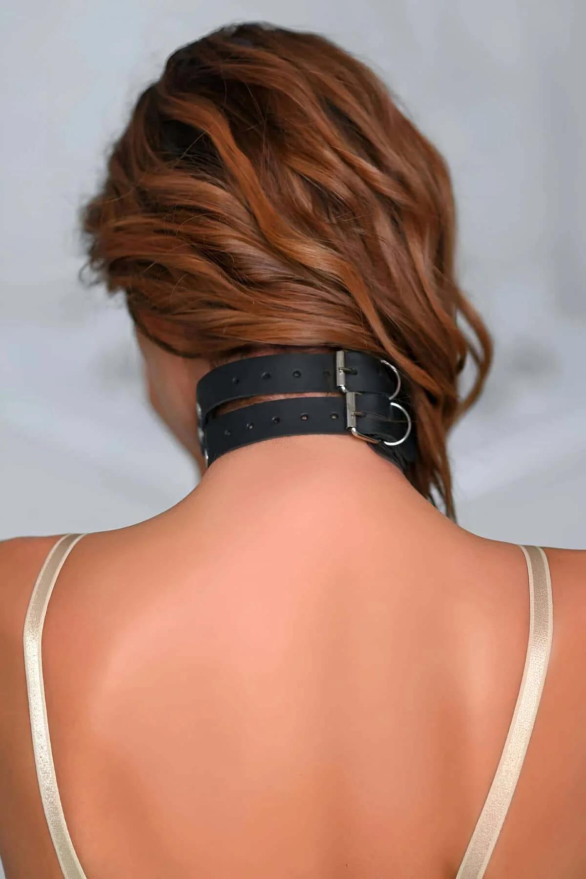 Studded Choker and Connected Wrist Cuffs Set