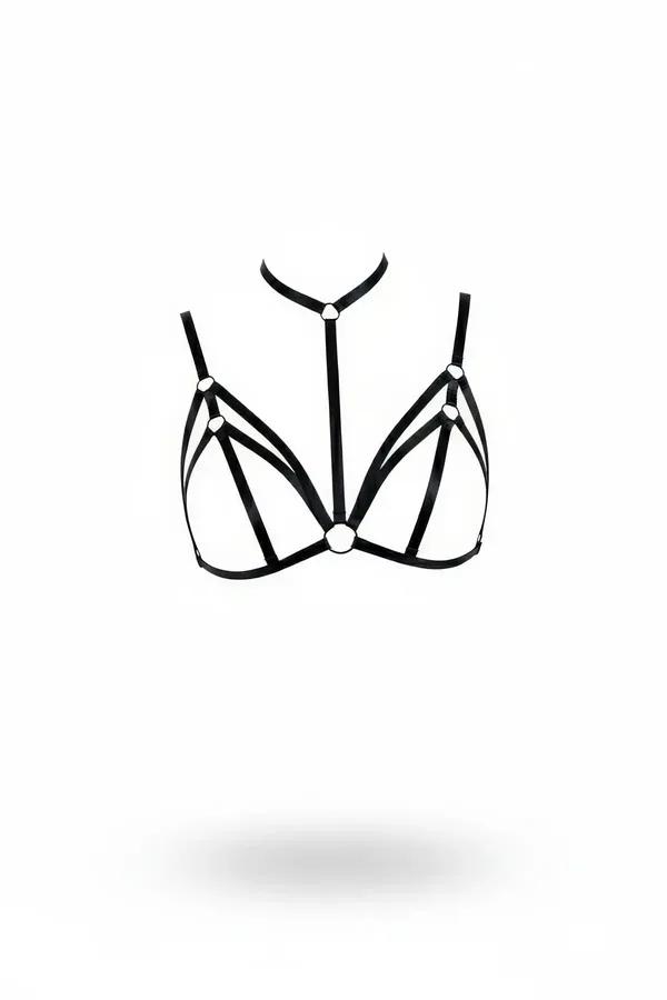Caged Chest Harness with High Neck Choker