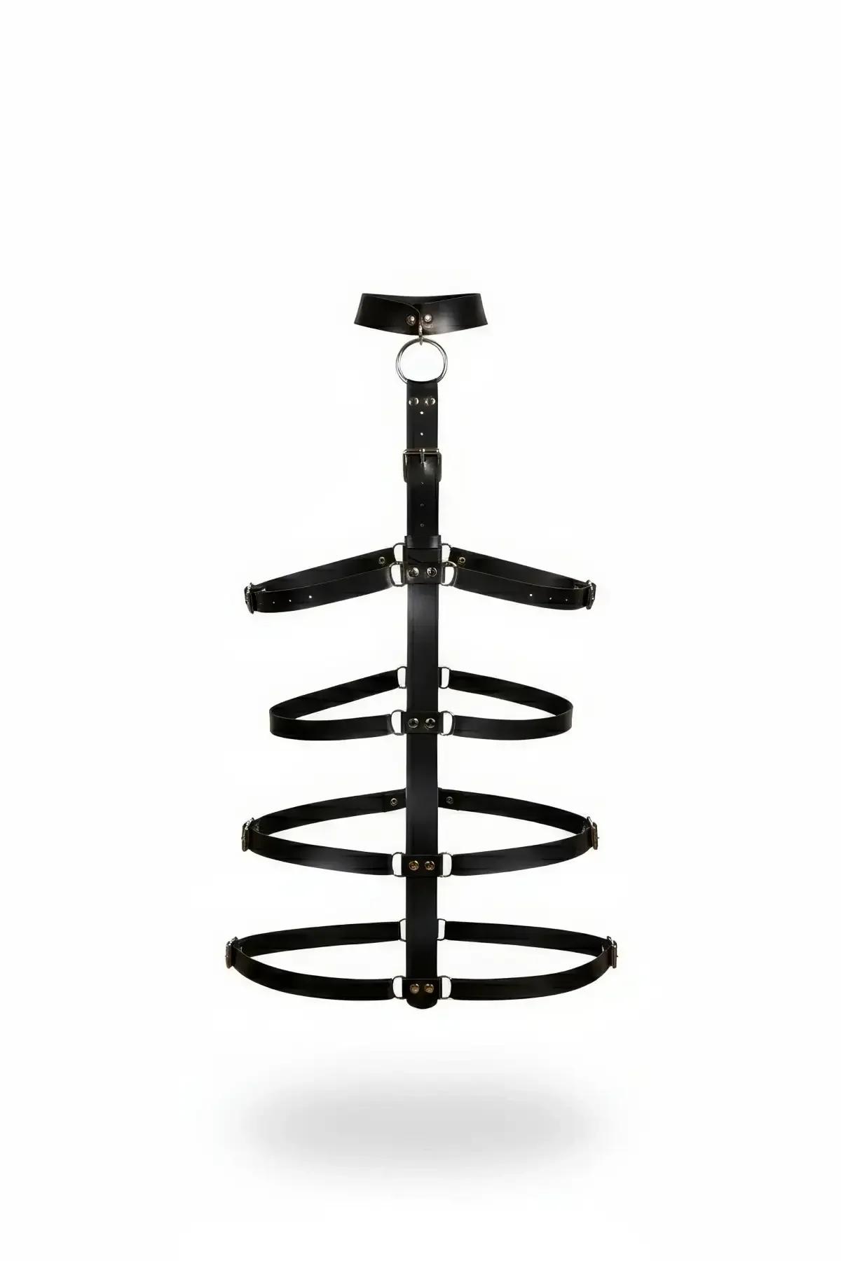 Strappy Cage Body Harness with O-Ring Collar