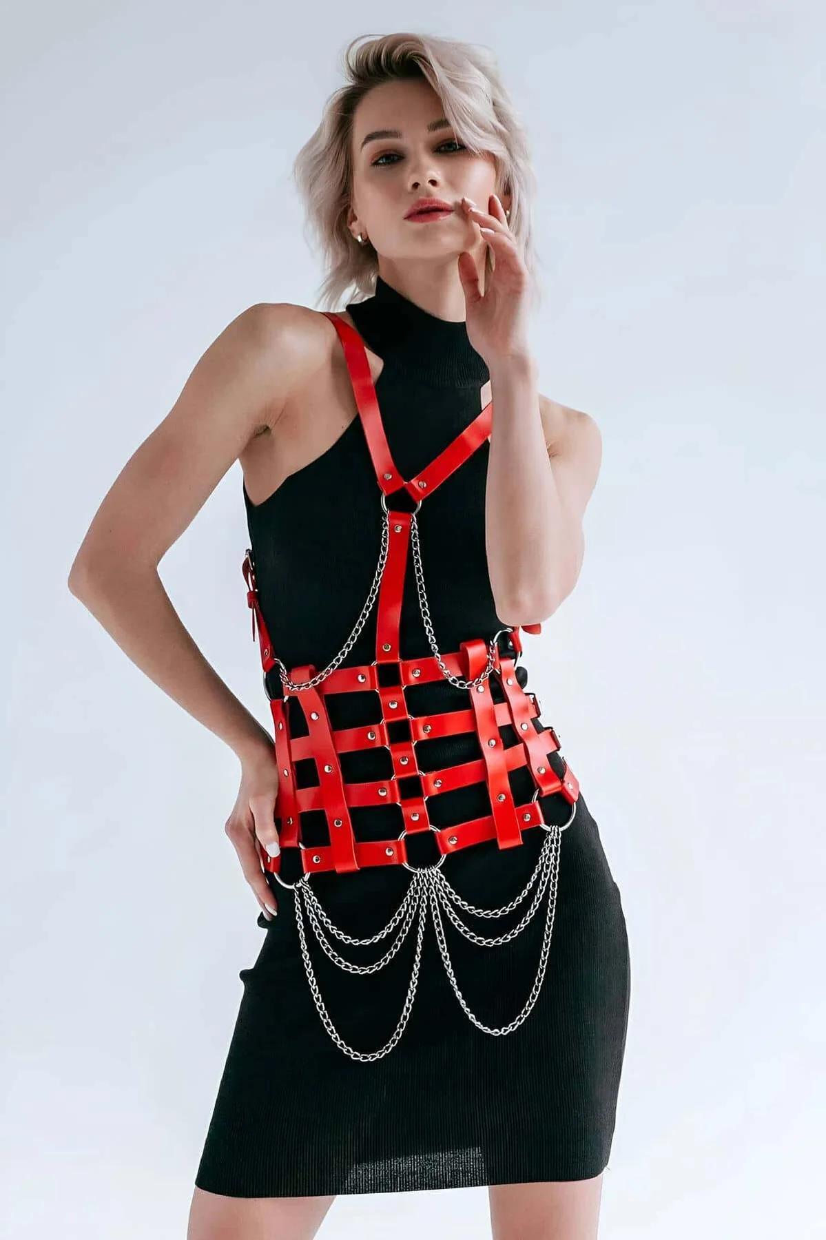 Strappy Body Harness with Chain Detail