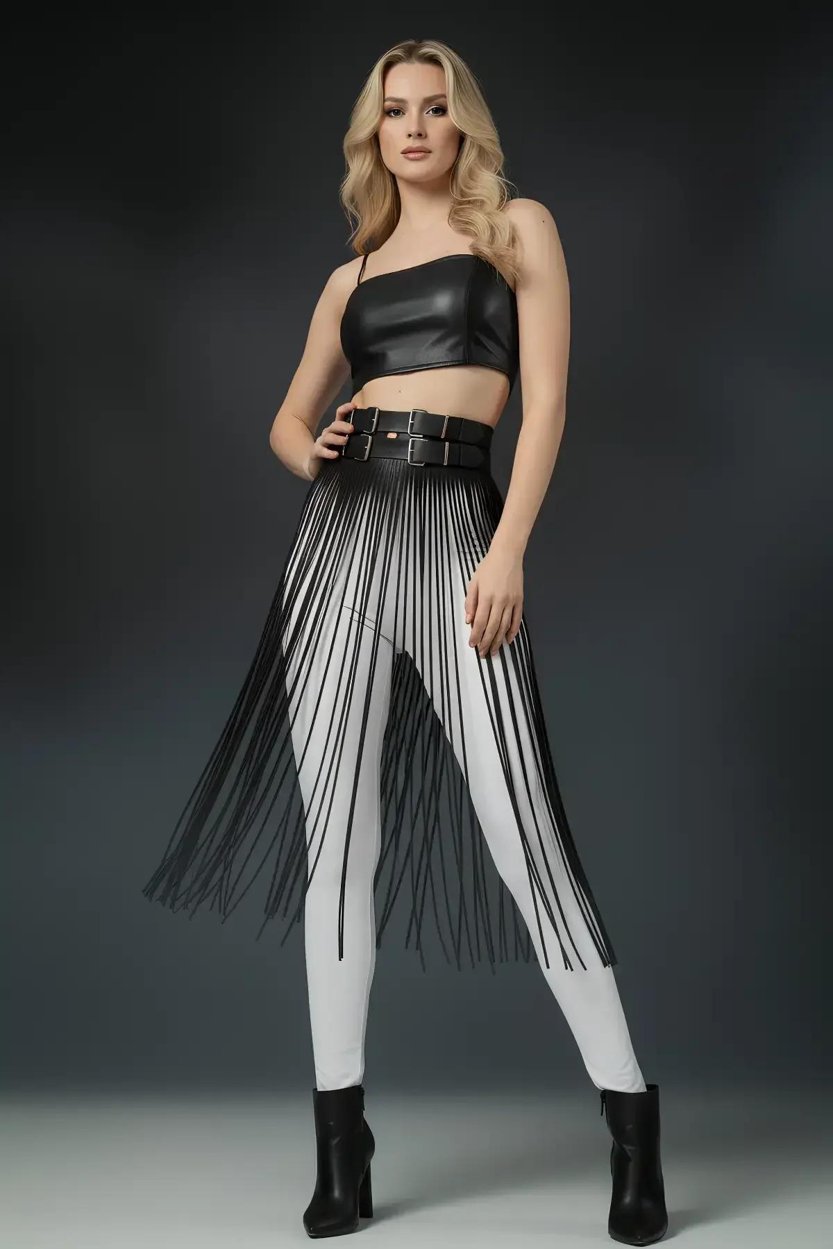 Fringe Overlay Belt with Adjustable Waist Straps
