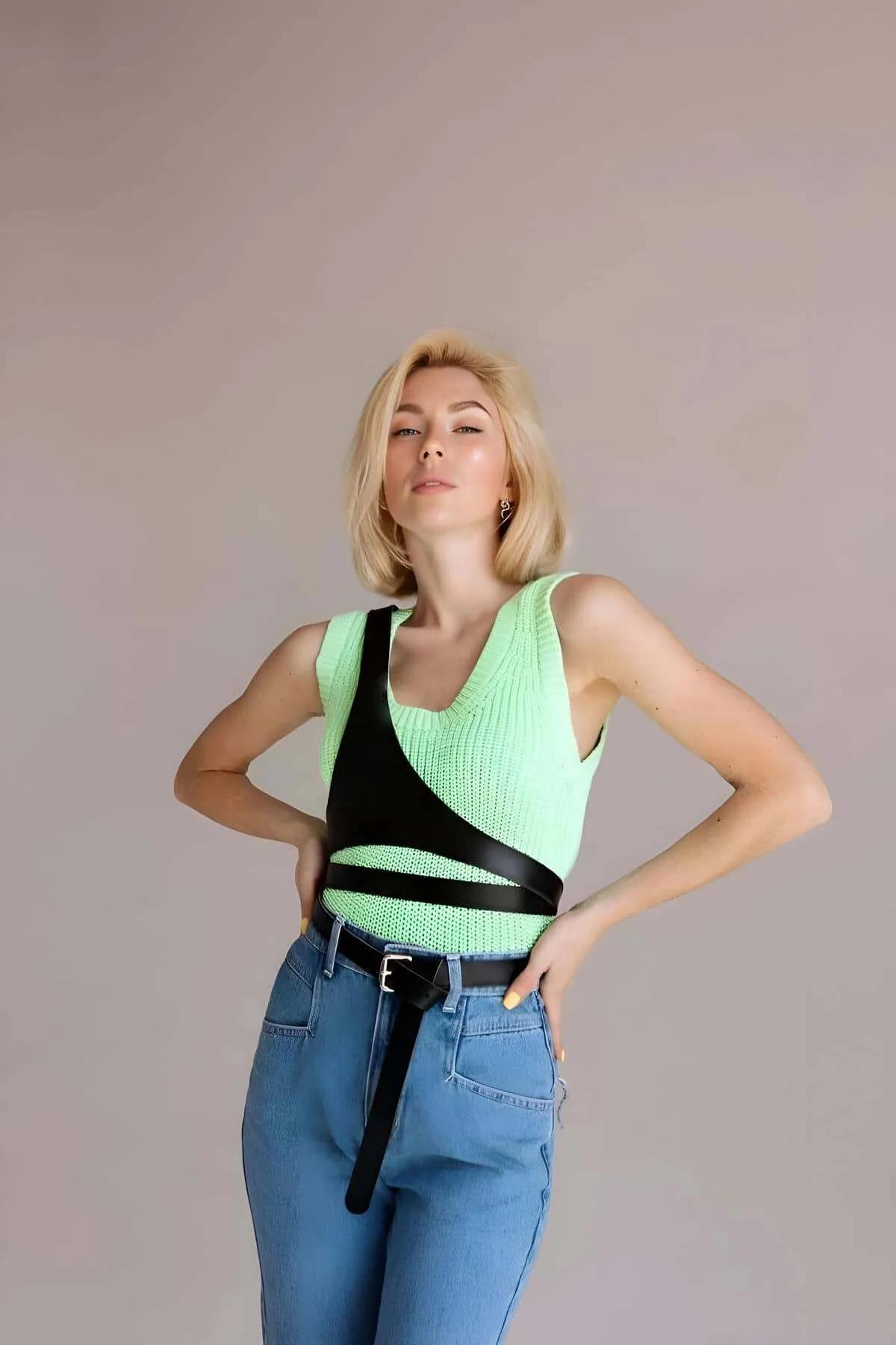 Strappy Faux Leather Chest Harness