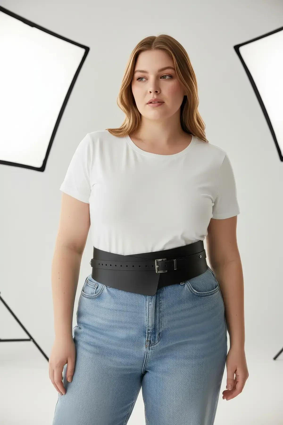 Wide Waist Corset Belt with Adjustable Buckle