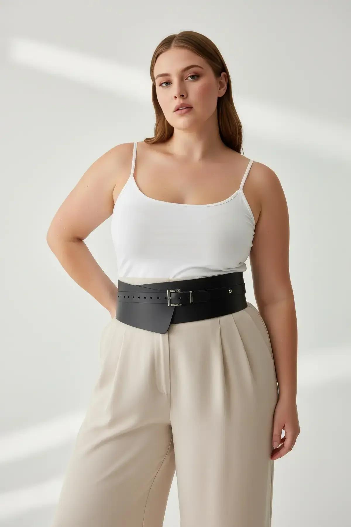 Wide Waist Corset Belt with Adjustable Buckle