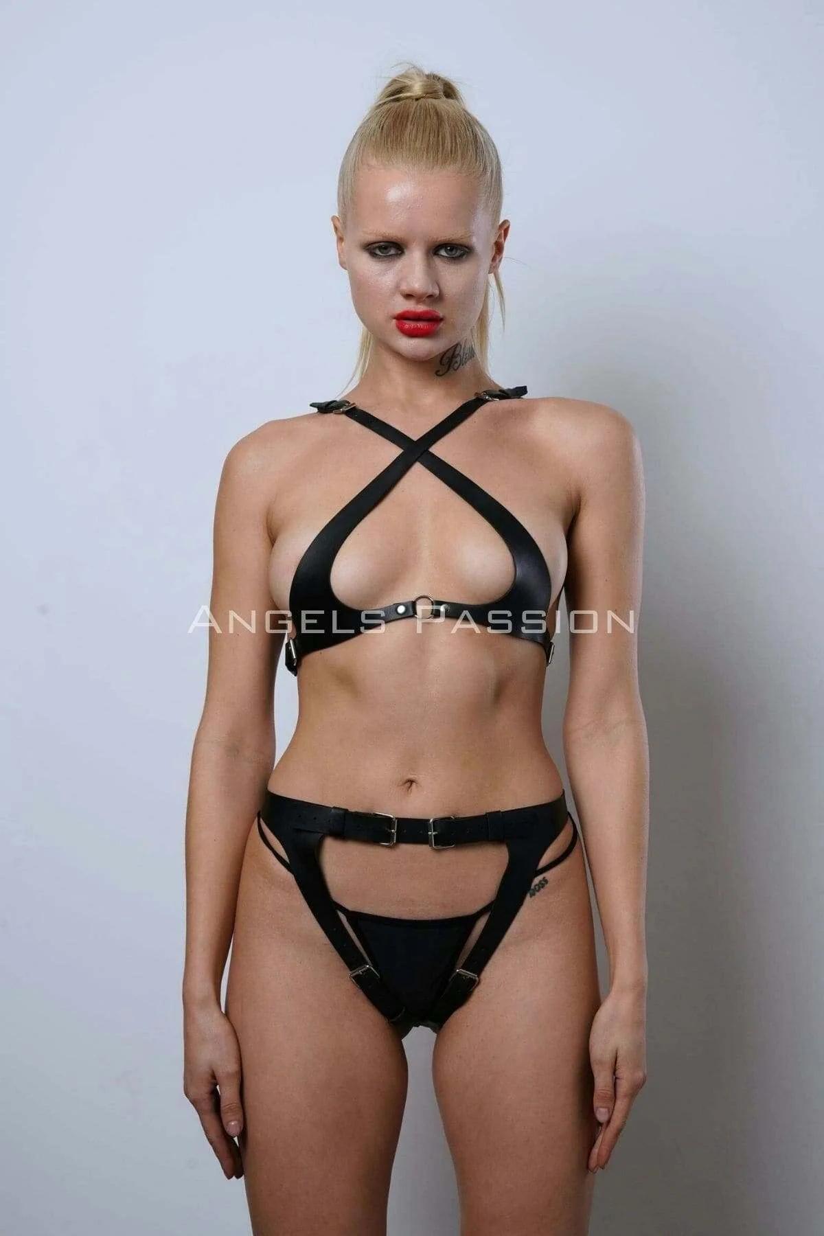 Open Cup Bralette & High Waist Harness Brief Set