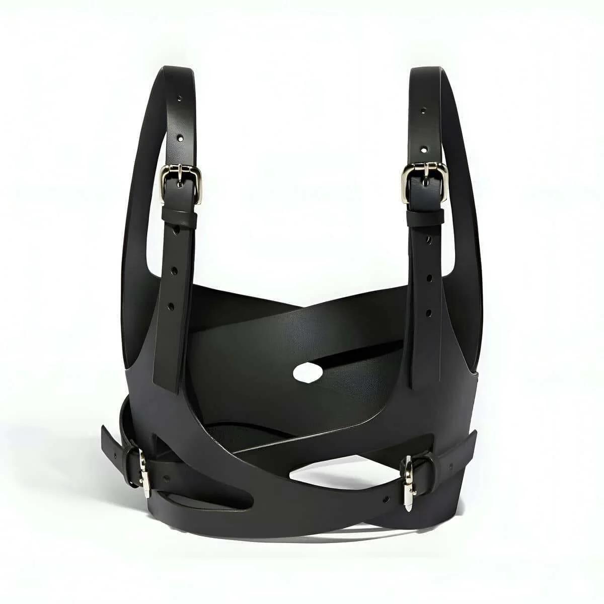 Criss-Cross Faux Leather Chest Harness Top