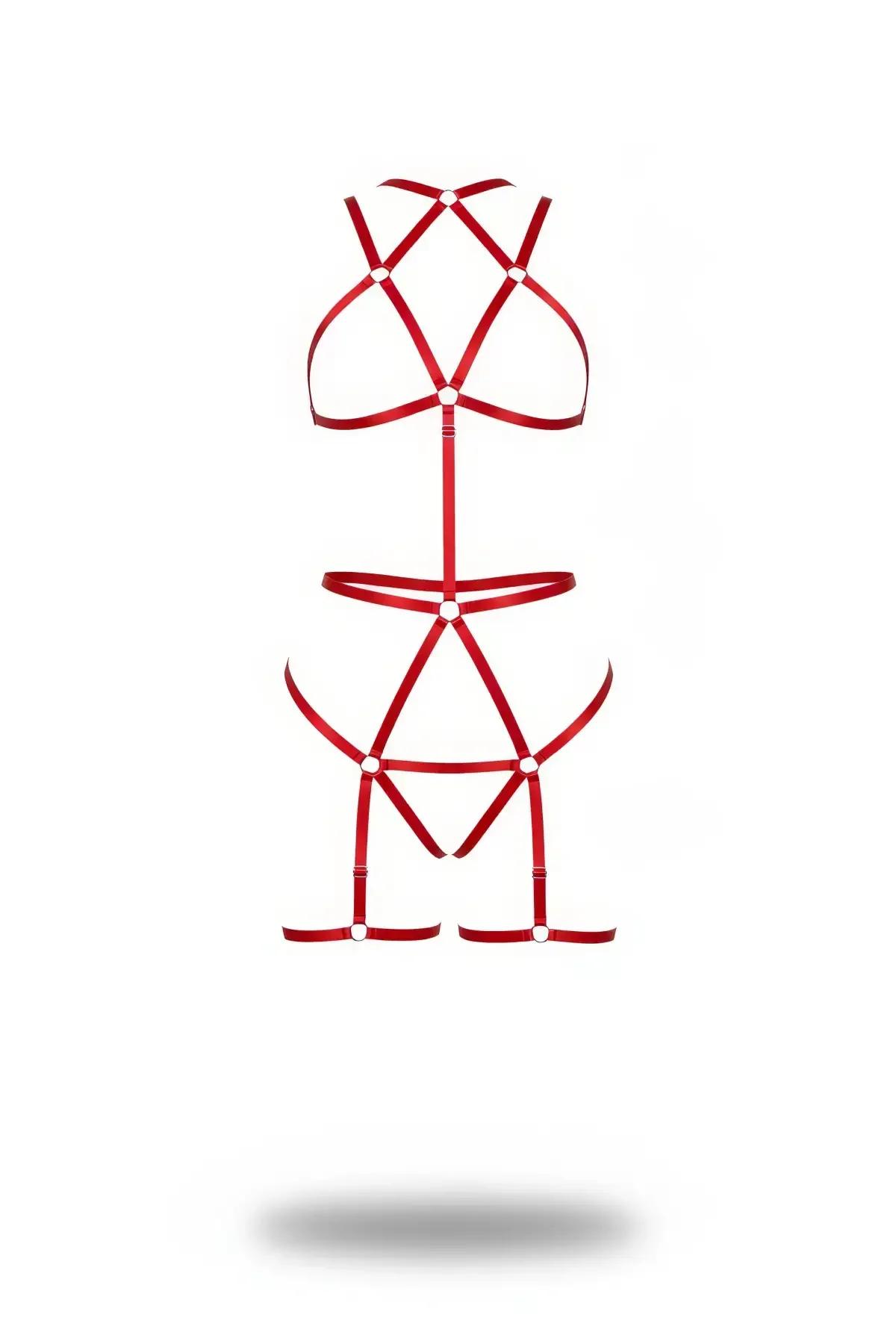 Strappy Full Body Harness with O-Ring Accents