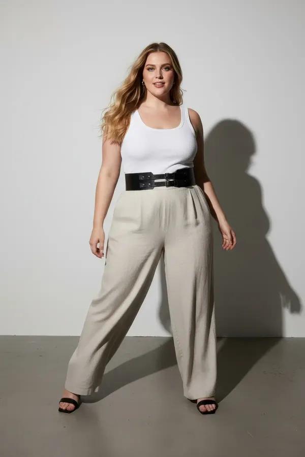 Double Buckle Waspie Waist Belt with Stud Details