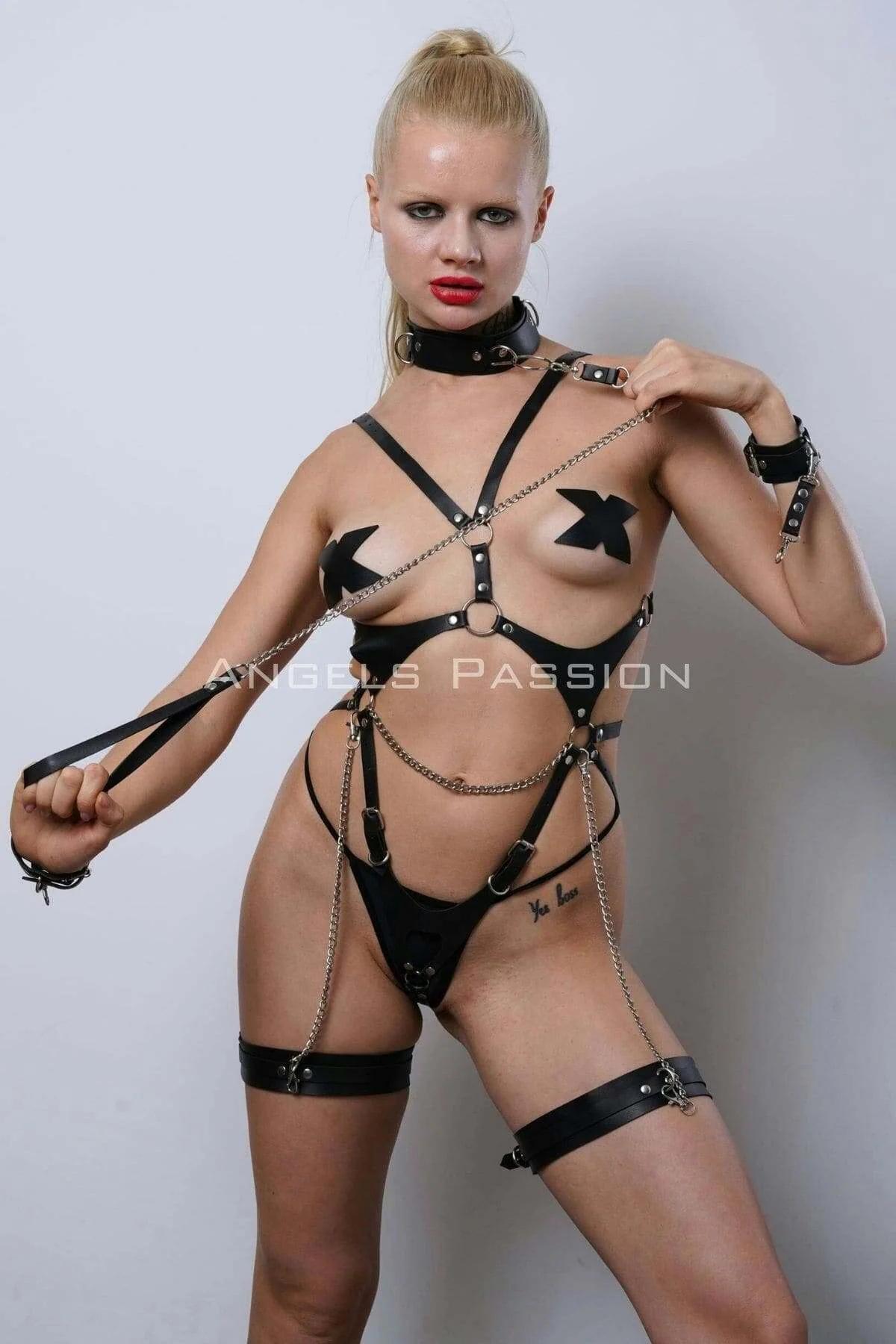 Full Body Harness with Chain and Garter Straps