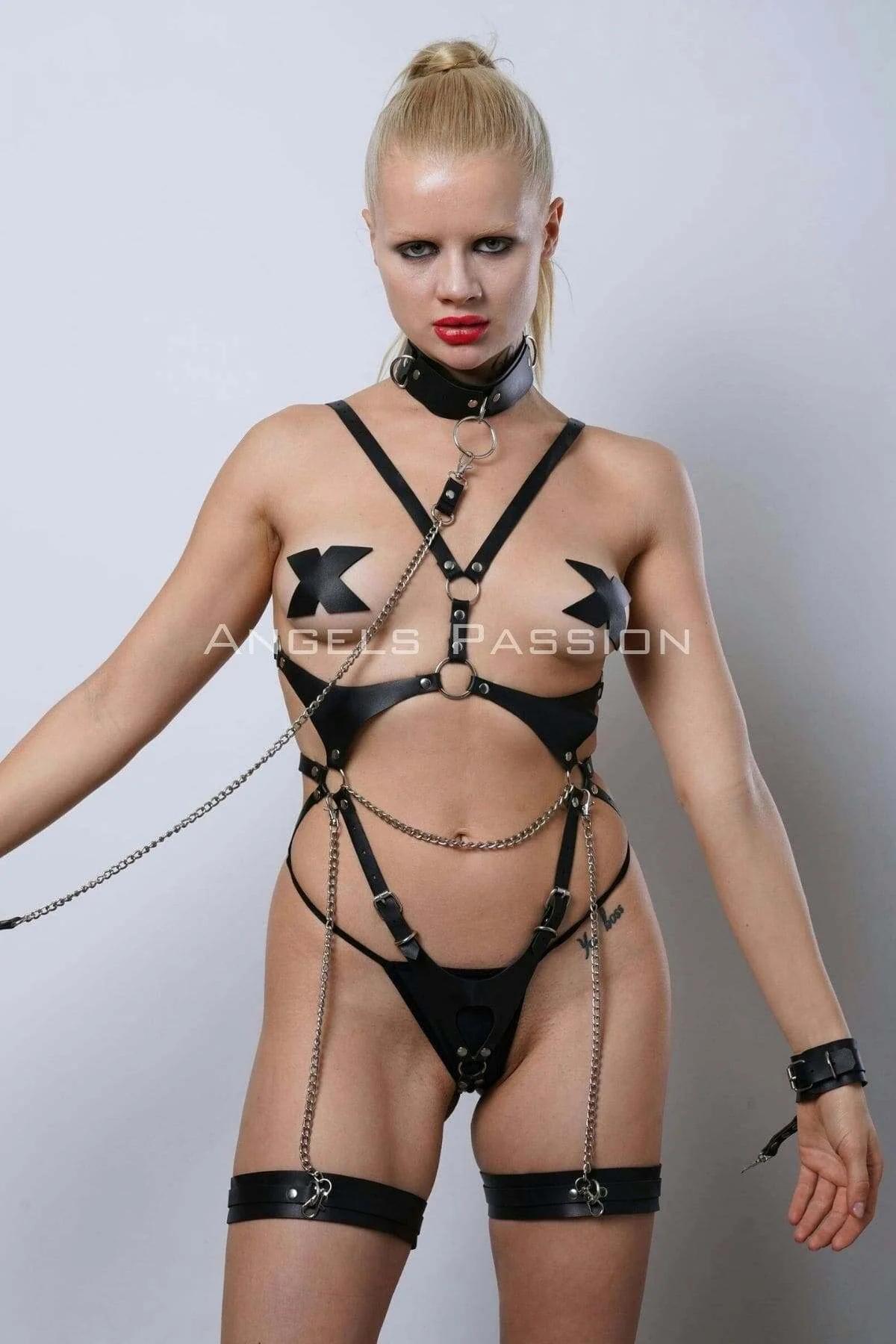 Full Body Harness with Chain and Garter Straps