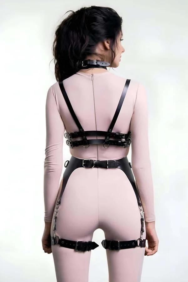 Modular O-Ring Faux Leather Body Harness Set