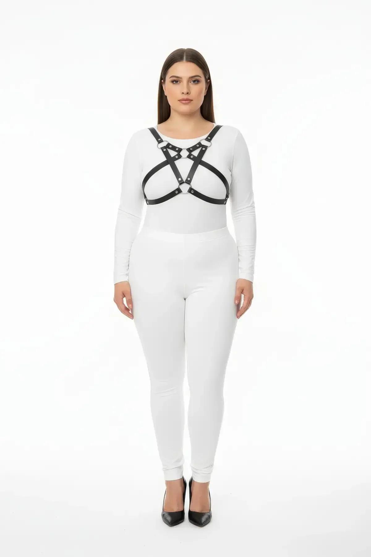 Black Strappy Chest Harness with O-Ring Detail