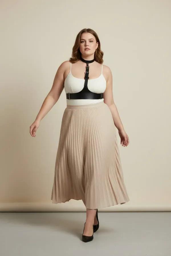 Faux Leather Choker Underbust Harness with Buckles