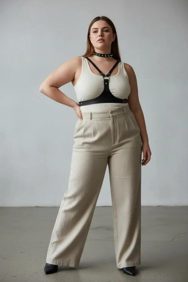 Studded Faux Leather Chest Harness & Integrated Choker