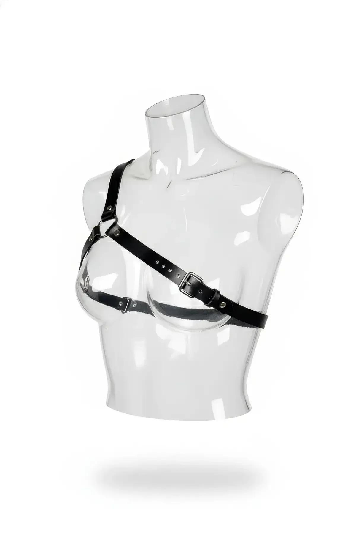 Asymmetric Faux Leather Chest Harness with Adjustable Buckles