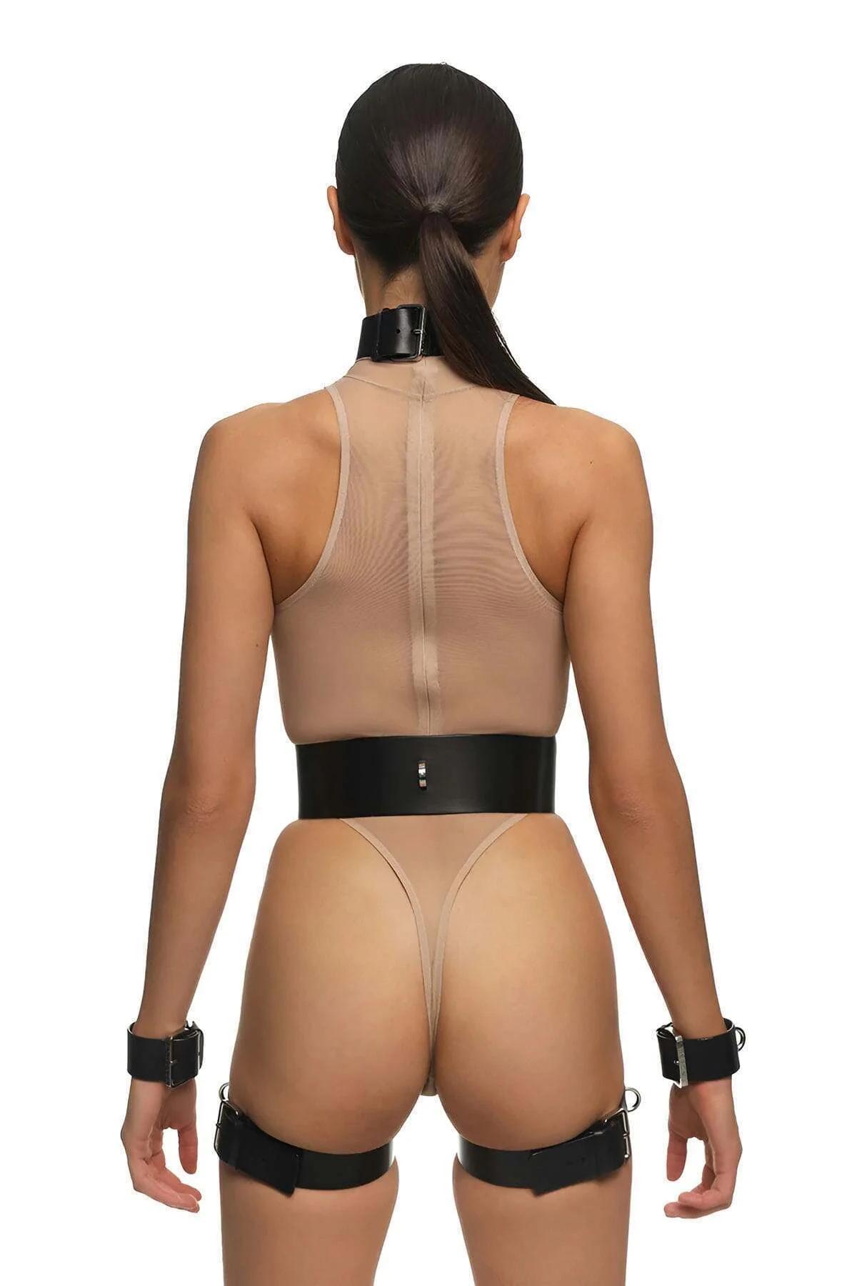 Full Body Harness with Neck Collar, Cuffs & Garter Straps