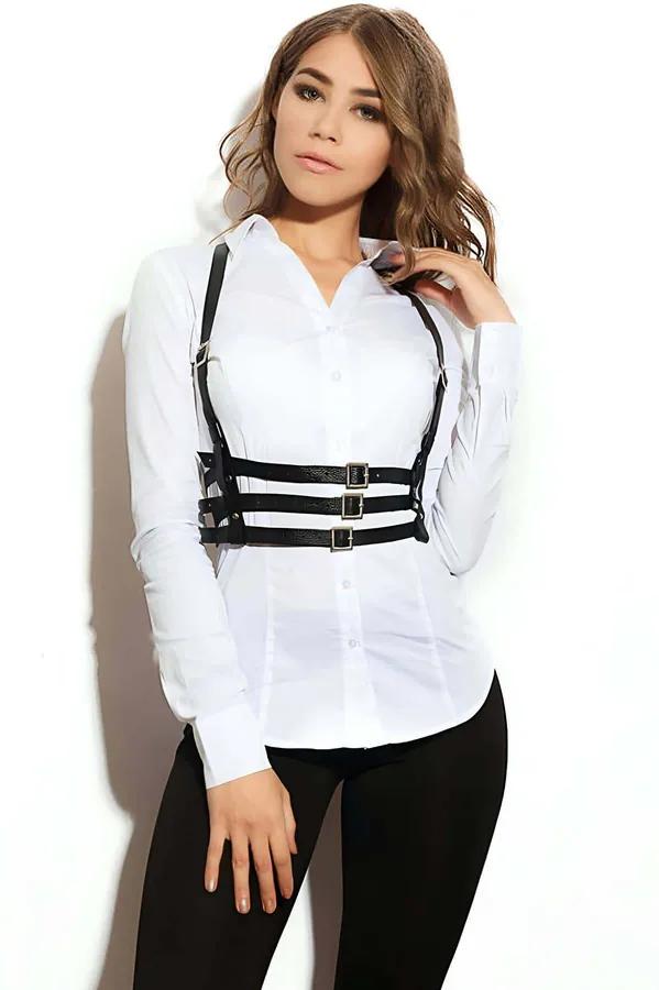 Triple Strap Chest Harness with Buckle Accents