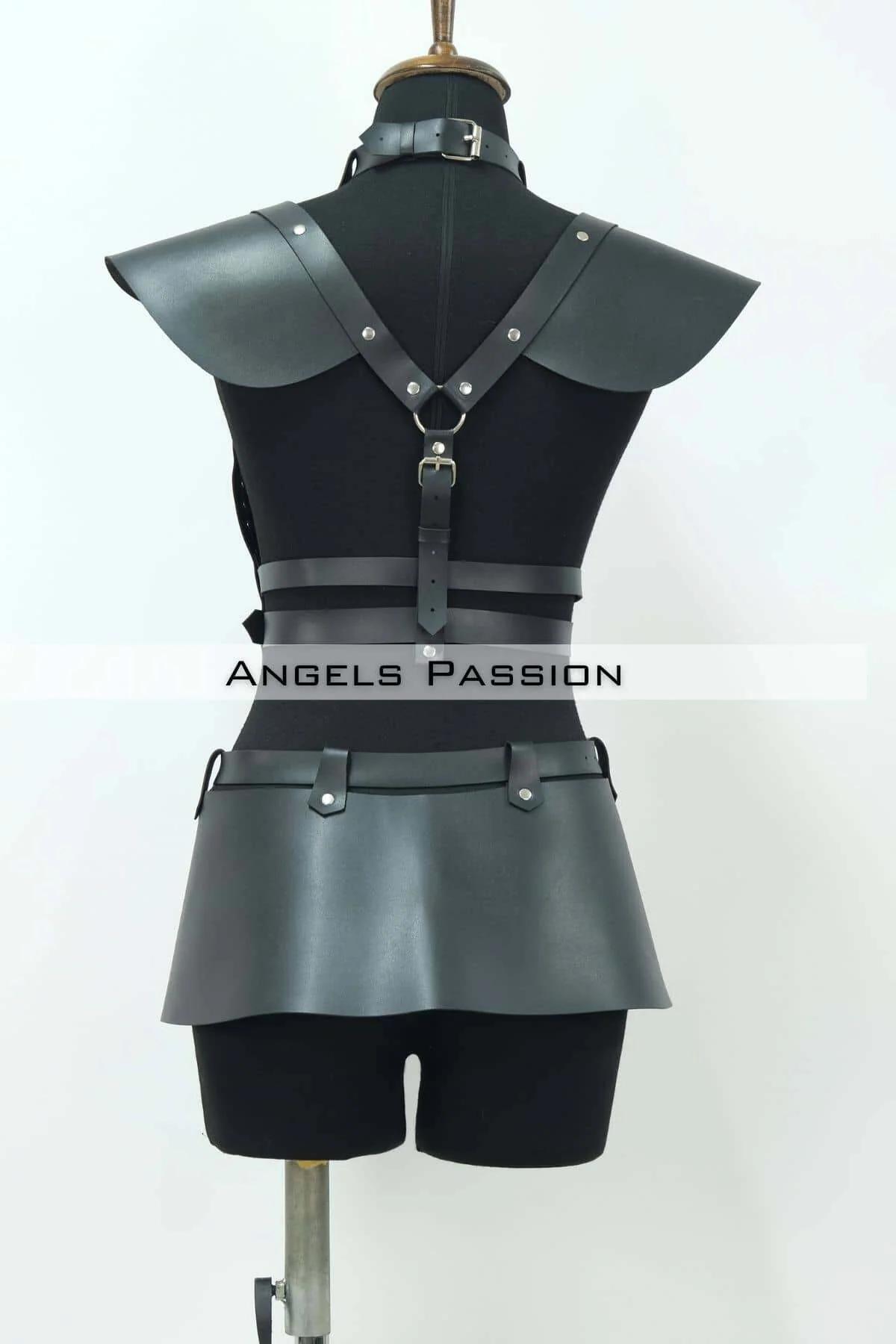 Red Faux Leather Body Harness with Skirt