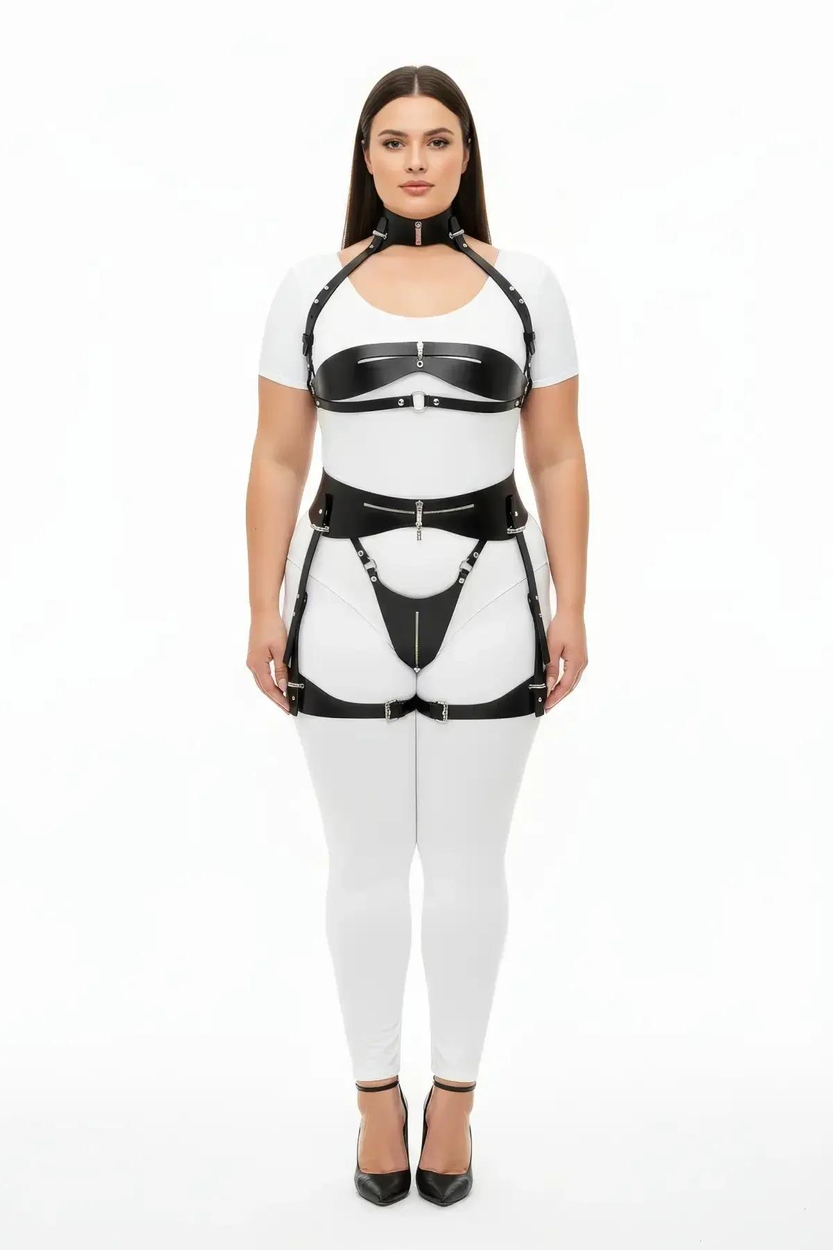 Full Body Harness with Neck Collar & Garter Straps