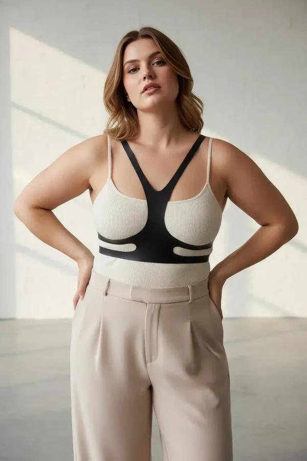 Minimalist Faux Leather Chest Harness Overlay