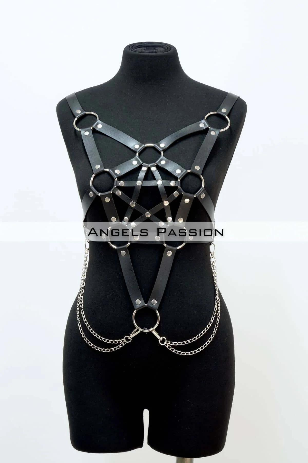 Pentagram Body Harness with Chain Detail