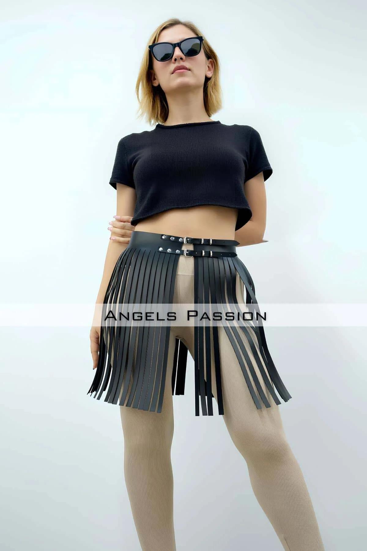 Fringe Waist Overlay with Double Buckle Belts