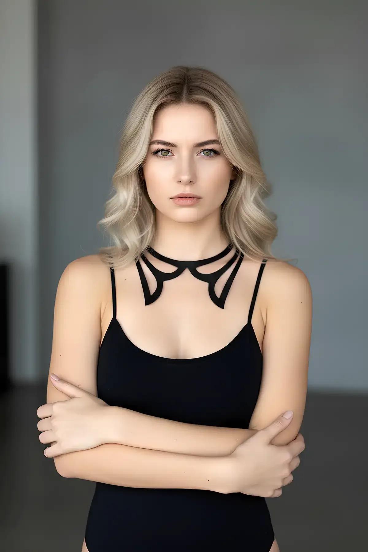 Laser Cut Collar Choker with Strappy Detail