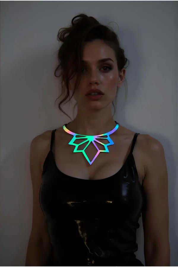 Geometric Reflective Laser Cut Choker