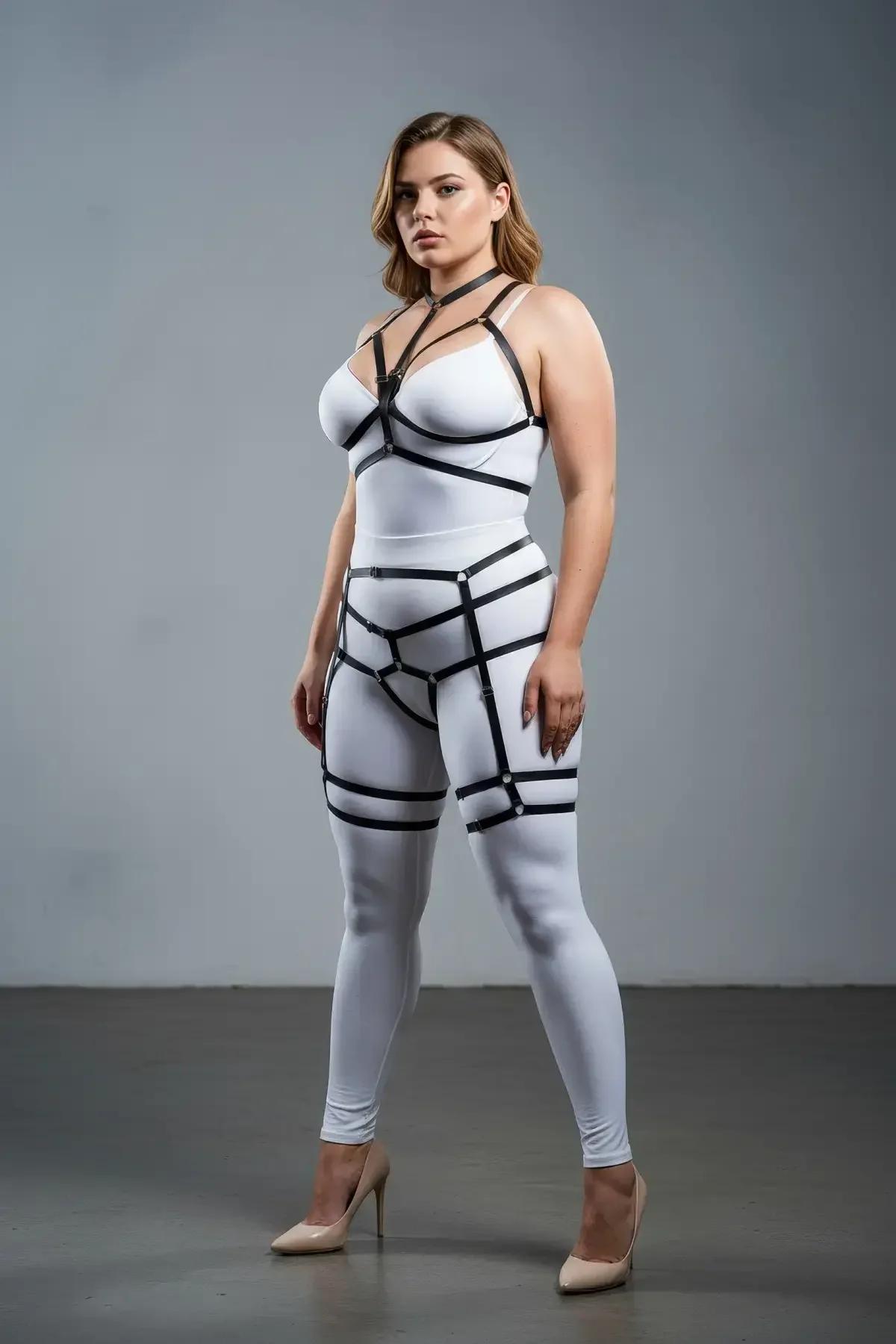 Full Body Harness with Garter Straps & Collar